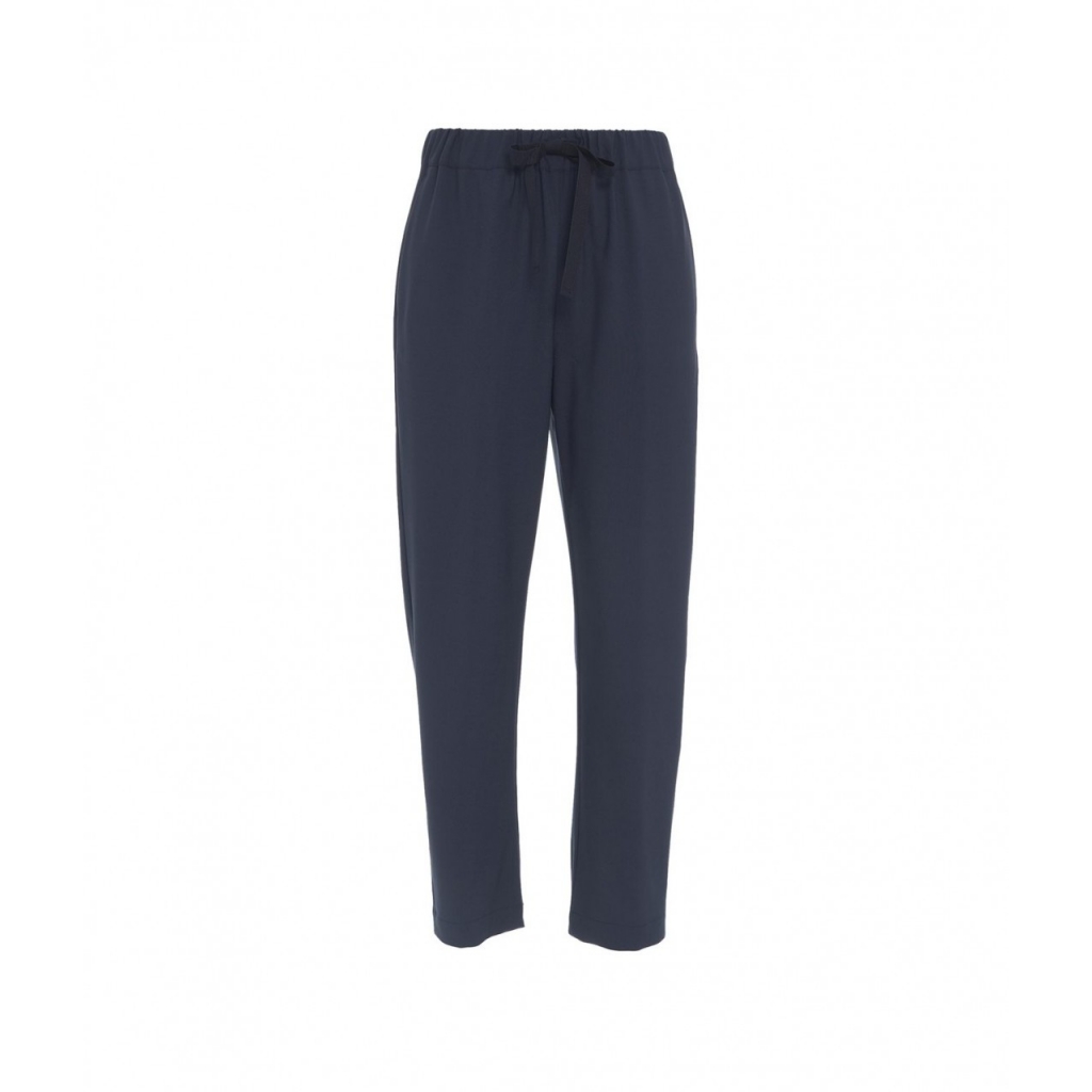 Pantaloni casual in misto lana vergine blu scuro