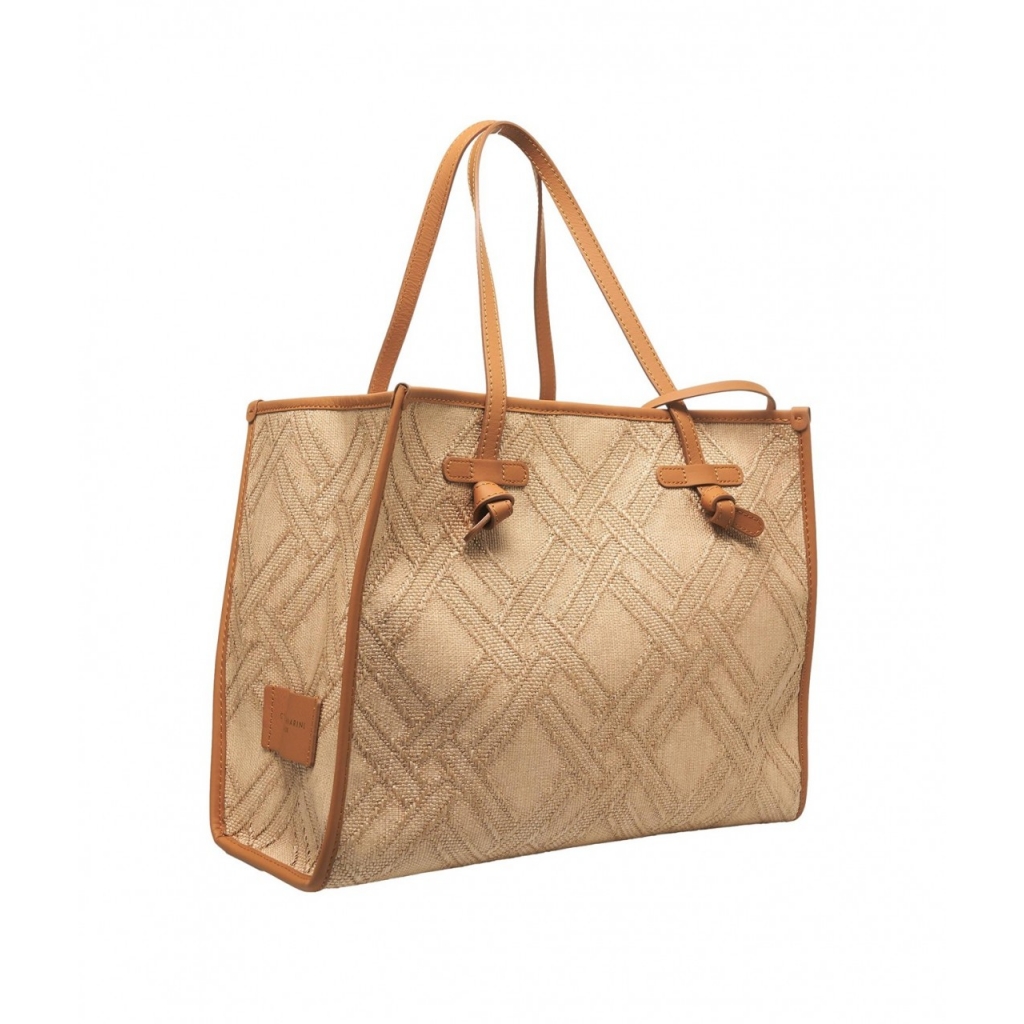 Shopper in tessuto jacquard Marcella beige