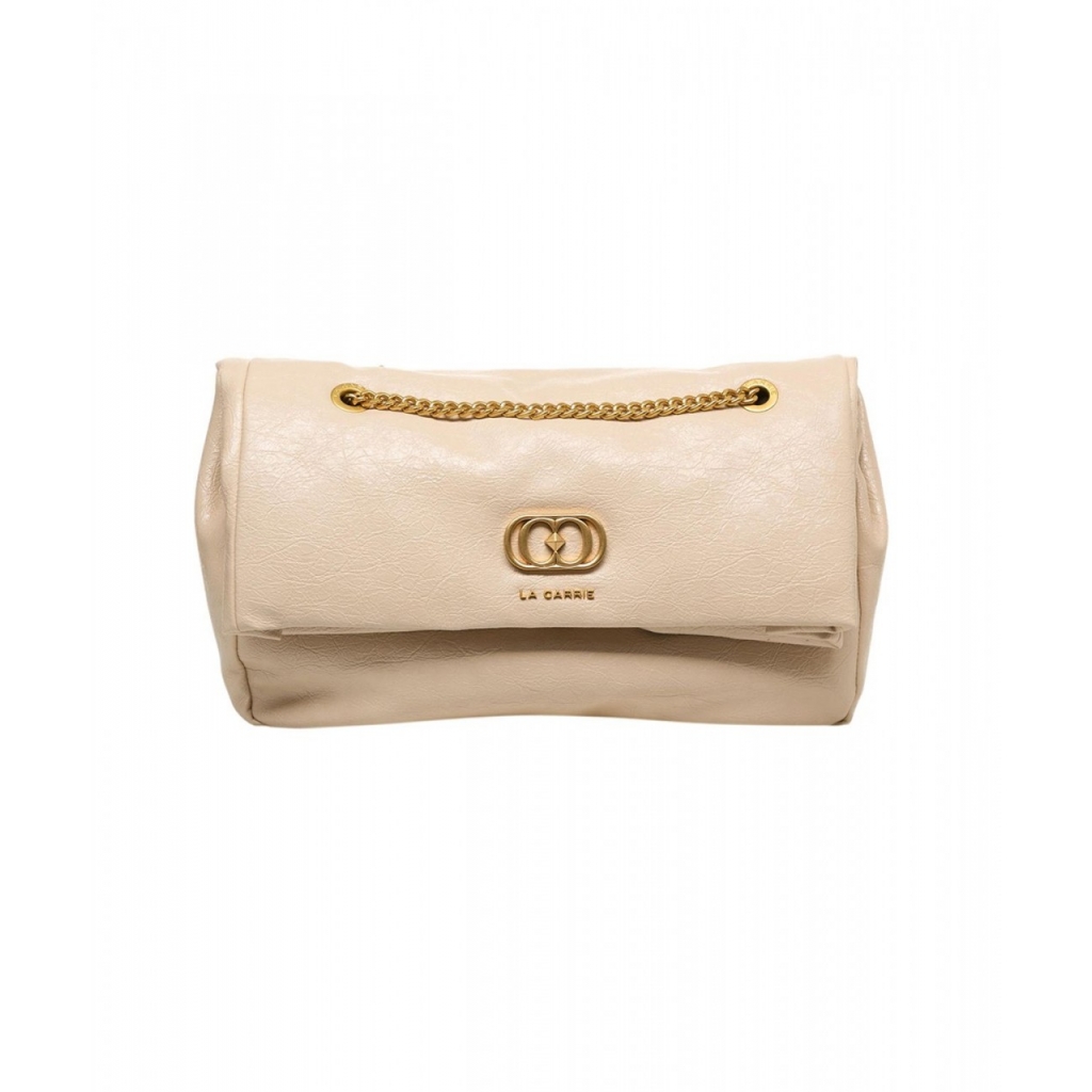 Borsa a spalla con logo Lumi Medium beige