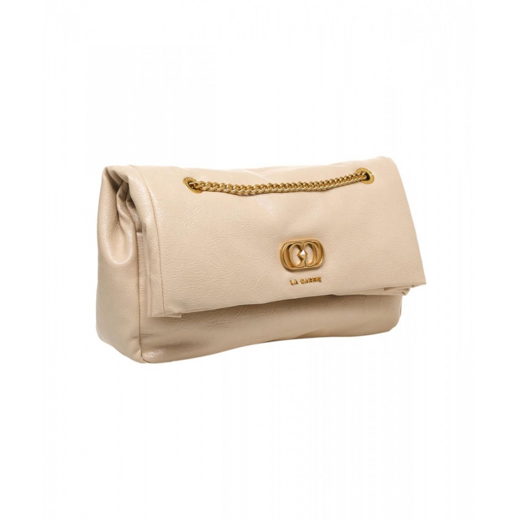 Borsa a spalla con logo Lumi Medium beige