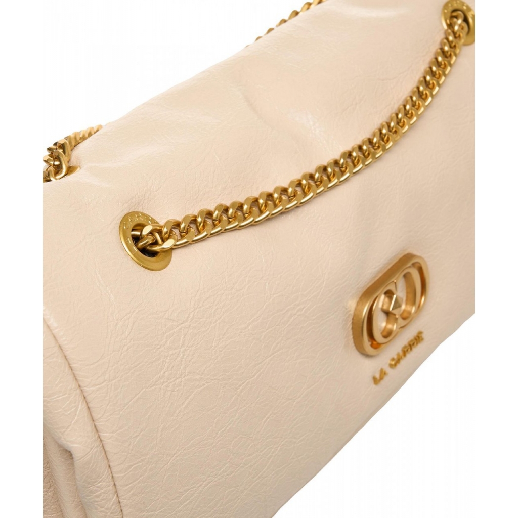 Borsa a spalla con logo Lumi Medium beige