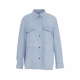 Overshirt in pelle scamosciata azzurro