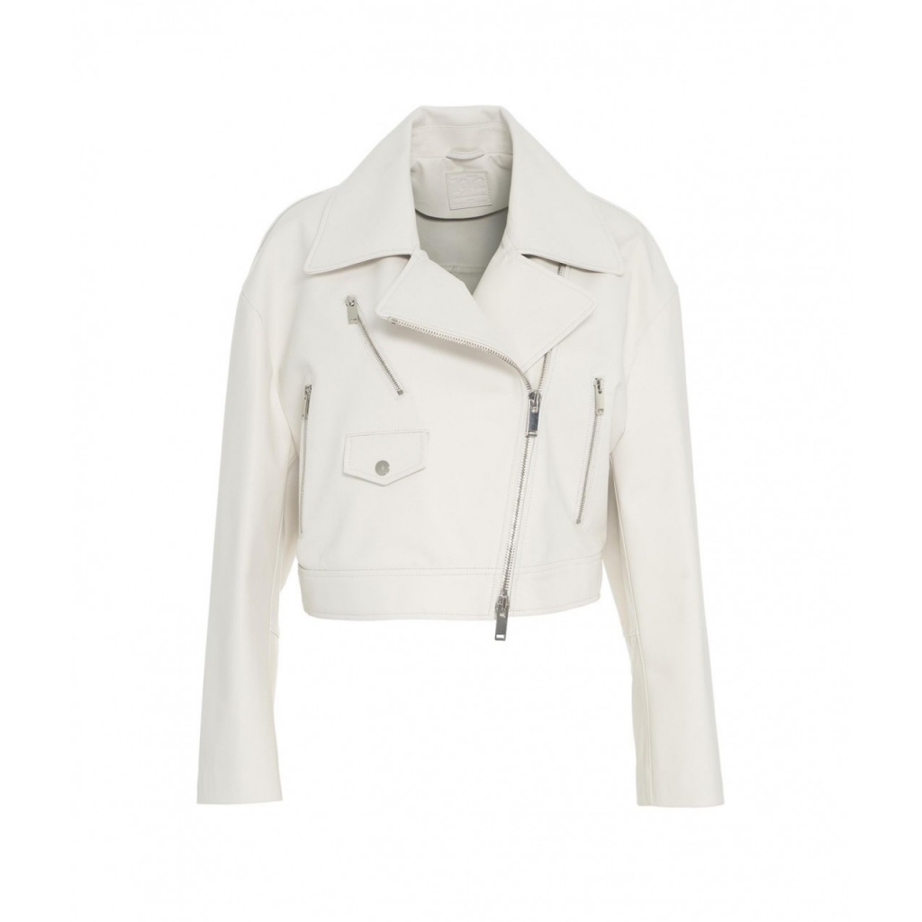 Giacca in pelle cropped bianco