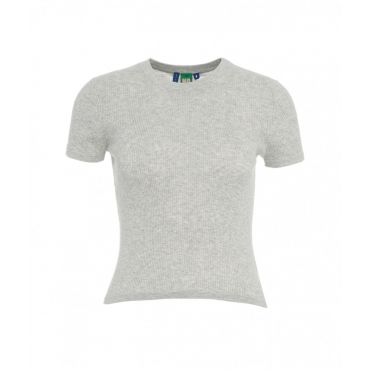 T-shirt a coste grigio chiaro