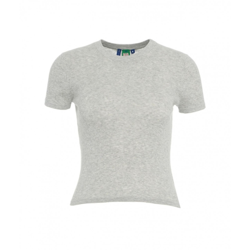 T-shirt a coste grigio chiaro