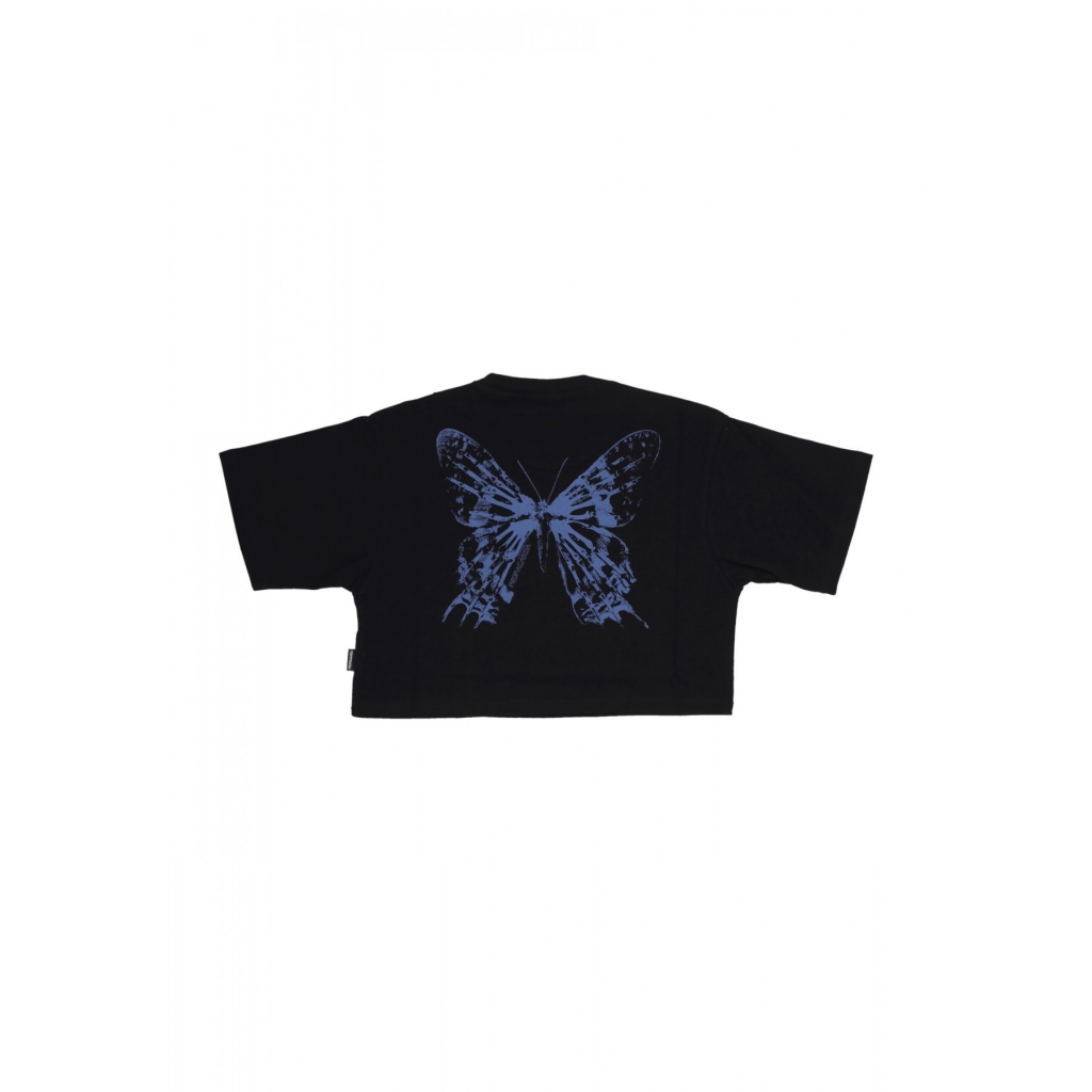 maglietta corta donna w butterfly bones croptop tee BLACK