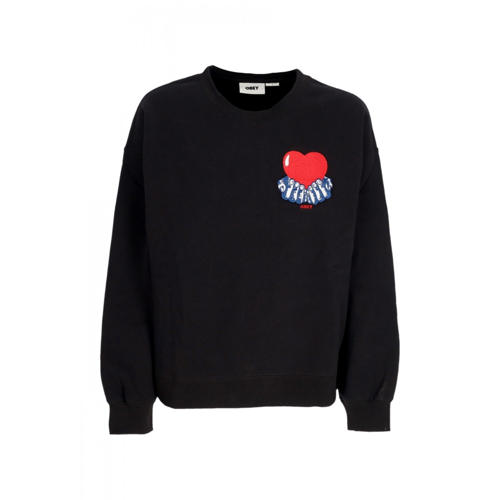 felpa girocollo donna w heart crew fleece DIGITAL BLACK