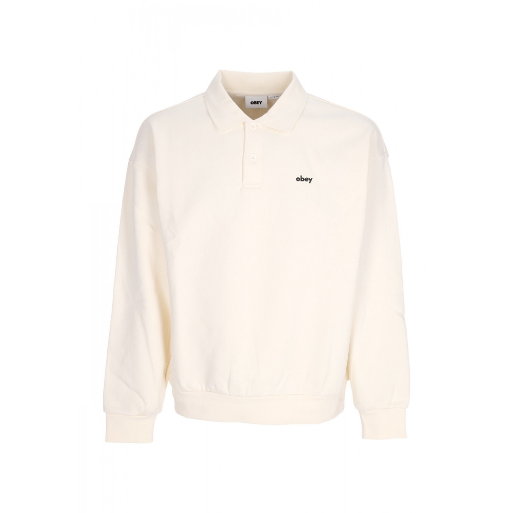 polo manica lunga uomo lowercase fleece polo UNBLEACHED