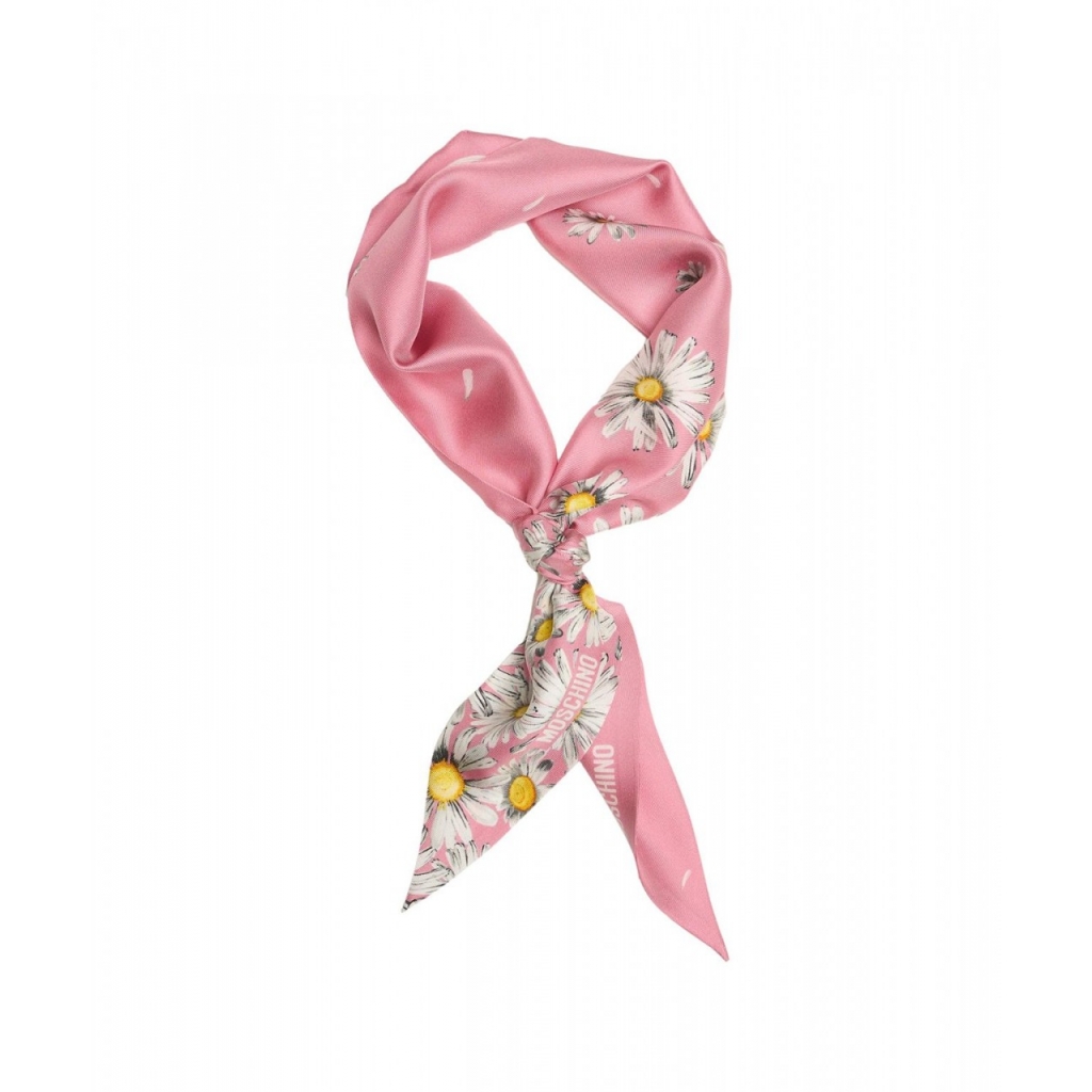 Foulard di seta con motivo rosa