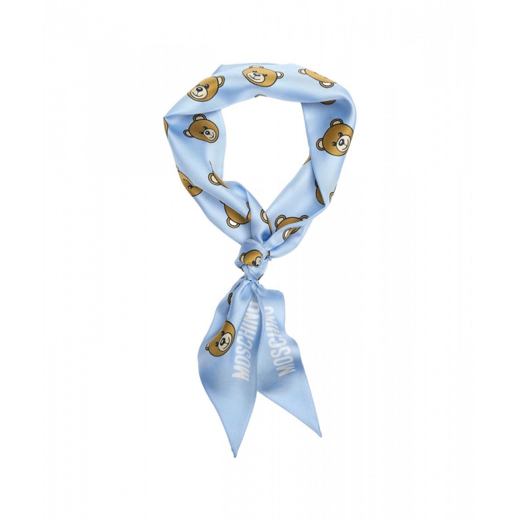 Foulard di seta con motivo azzurro