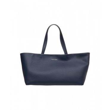 Shopper in pelle blu scuro