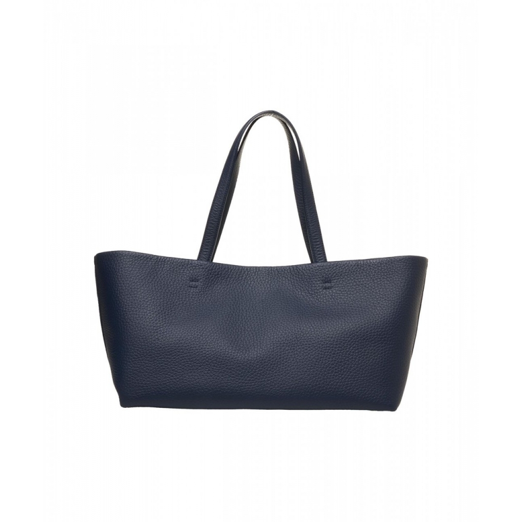 Shopper in pelle blu scuro