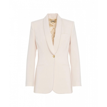 Blazer monopetto in crpe crema