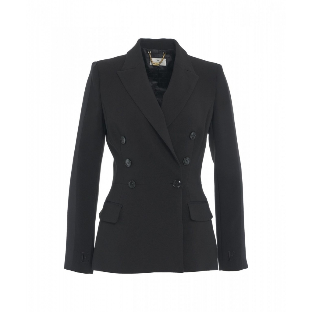 Blazer doppiopetto in crpe nero