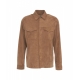 Overshirt in pelle scamosciata marrone