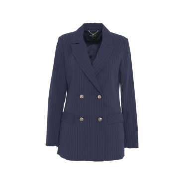 Blazer monopetto gessato blu scuro