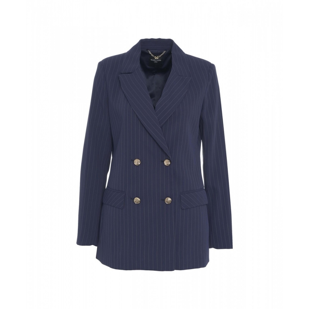 Blazer monopetto gessato blu scuro