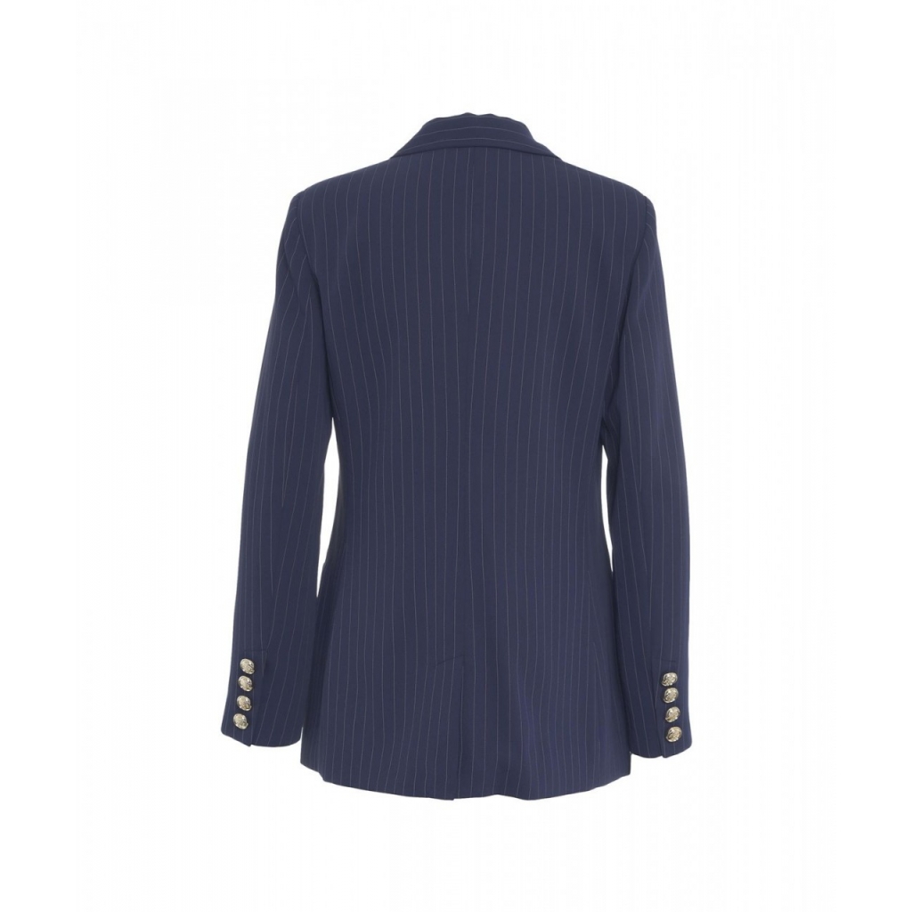 Blazer monopetto gessato blu scuro