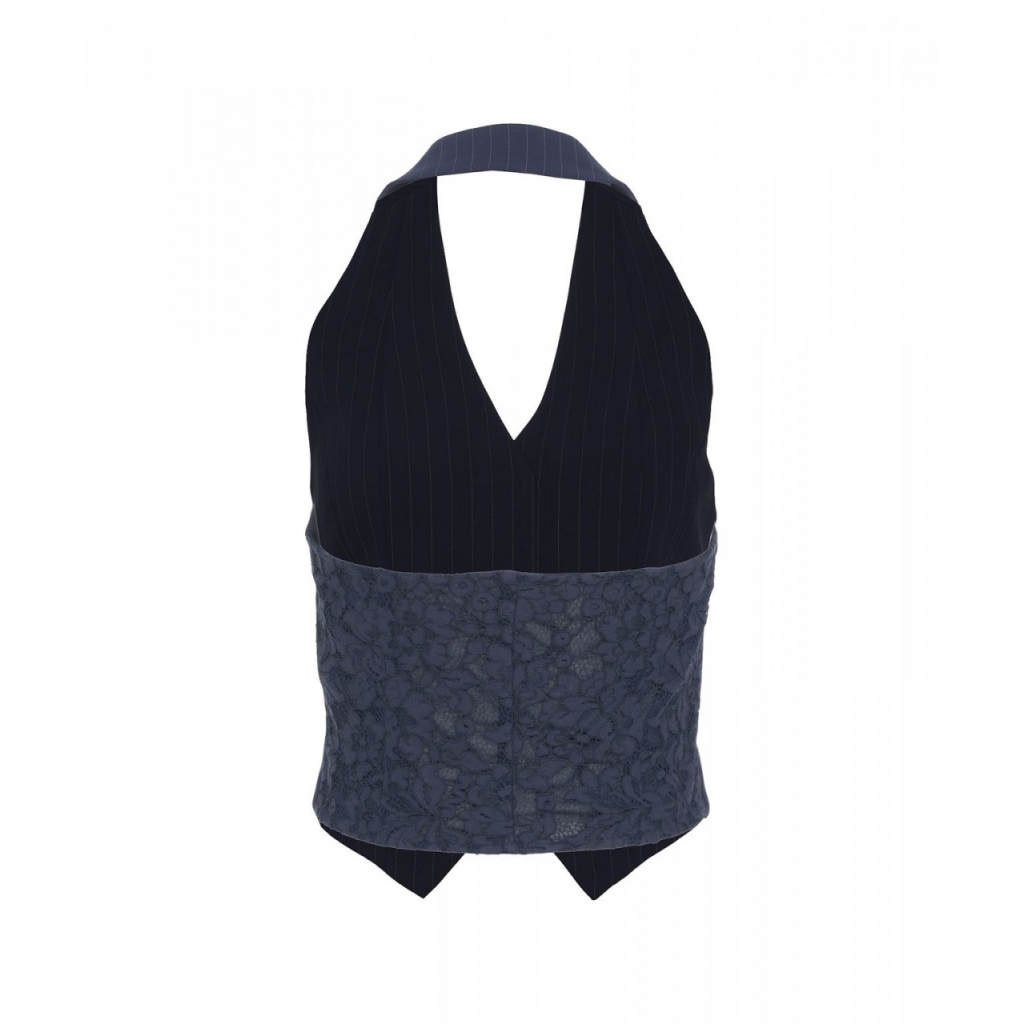 Gilet con inserto in pizzo blu scuro