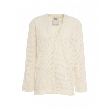 Cardigan a rete Ecru crema