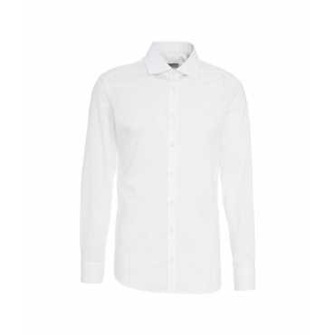 Camicia in cotone con colletto italiano bianco