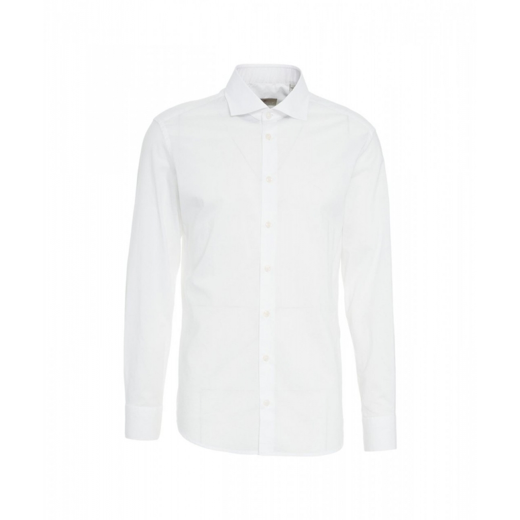 Camicia in cotone con colletto italiano bianco