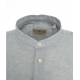 Camicia in lino con collo coreano grigio chiaro