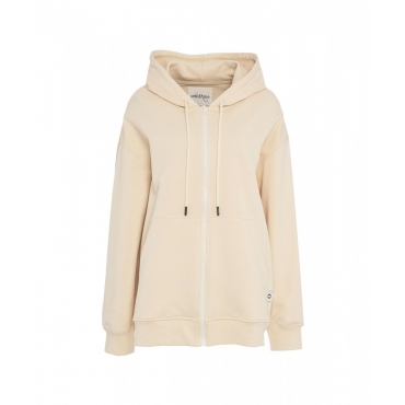 Felpa con cappuccio oversize con zip crema