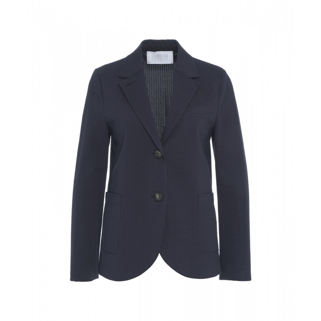 Blazer monopetto con struttura a nido dape blu scuro