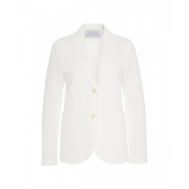 Blazer monopetto con struttura a nido dape bianco