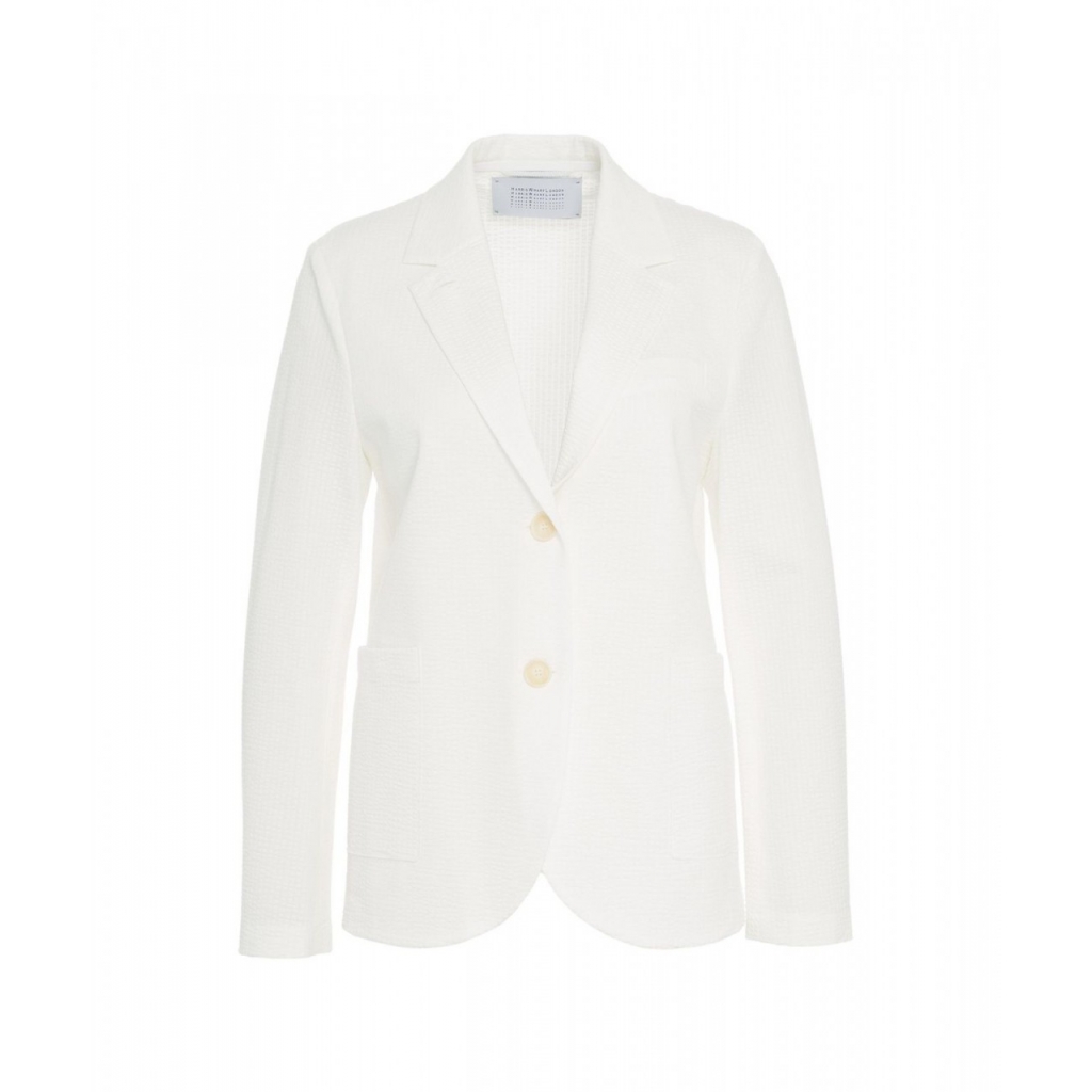 Blazer monopetto con struttura a nido dape bianco