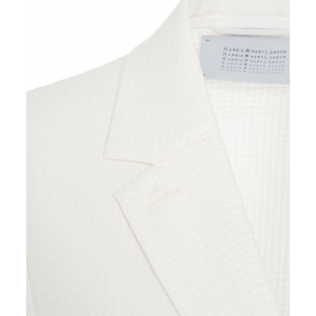 Blazer monopetto con struttura a nido dape bianco