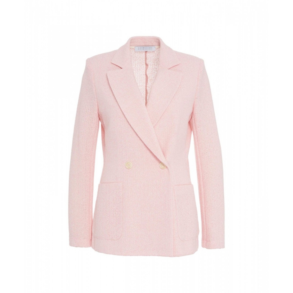 Blazer doppiopetto in fris rosa