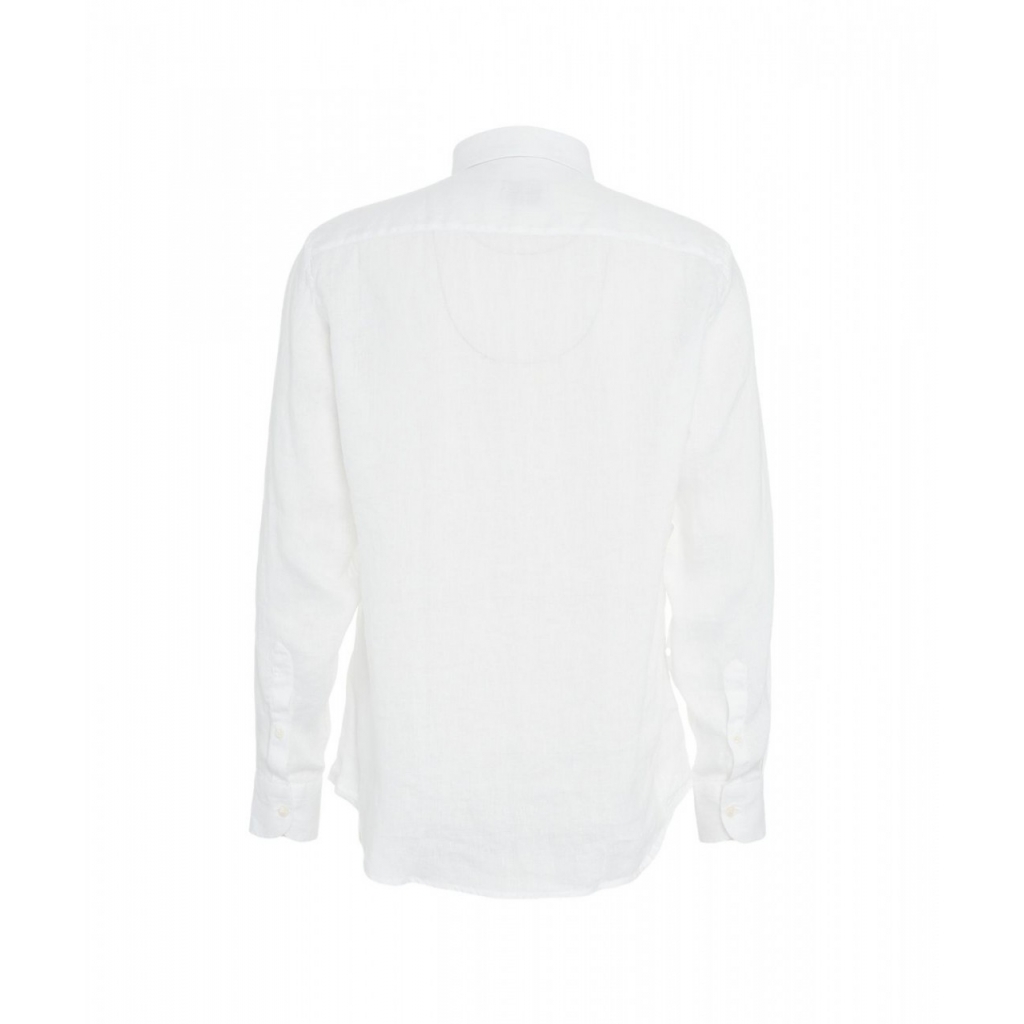 Camicia button-down in lino bianco