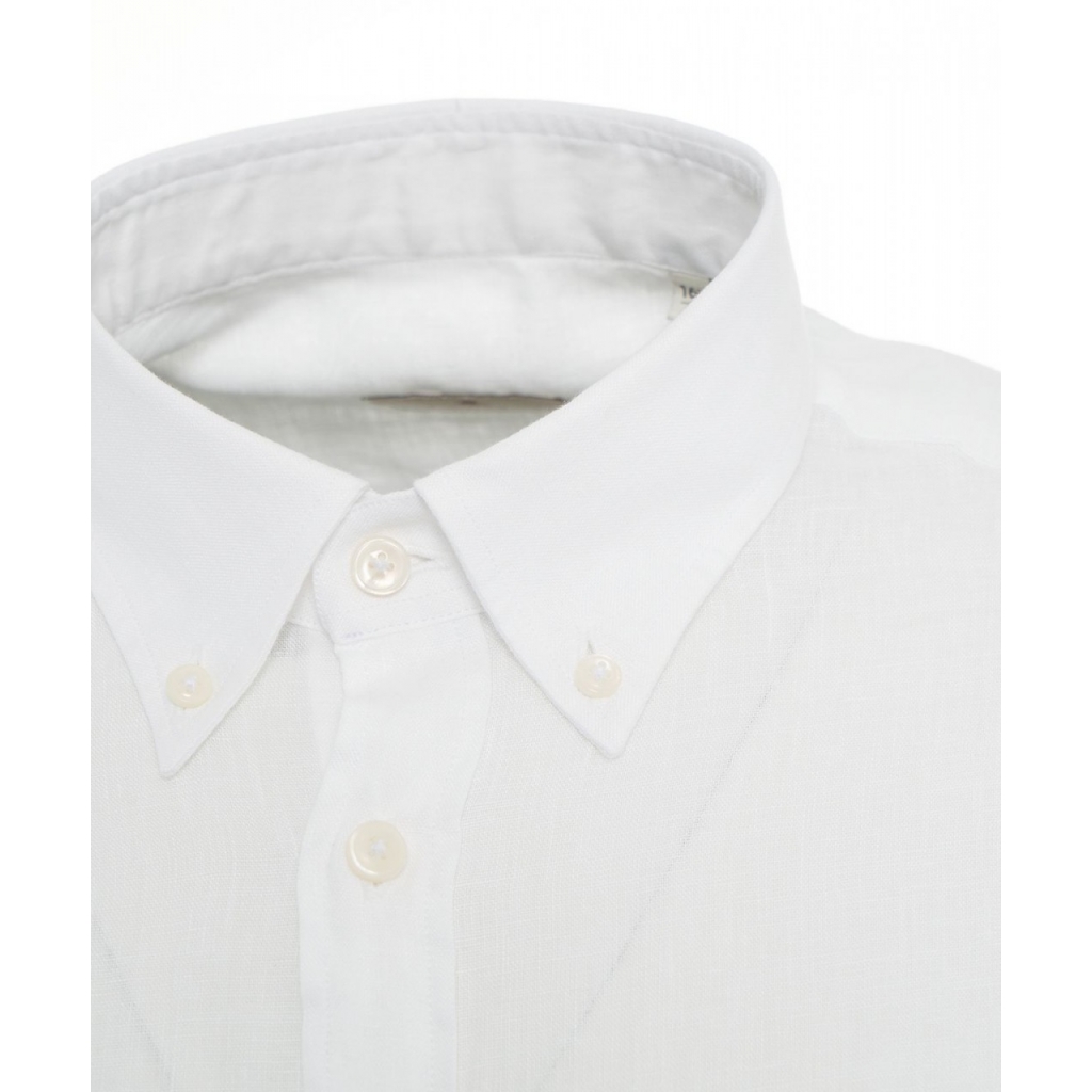 Camicia button-down in lino bianco