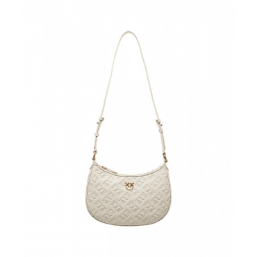 Borsa a spalla con monogramma Mini Half Moon bianco