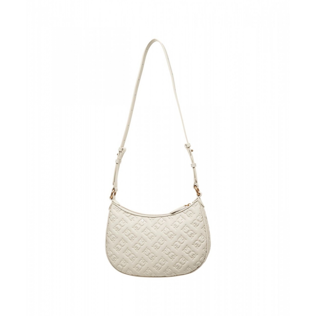 Borsa a spalla con monogramma Mini Half Moon bianco