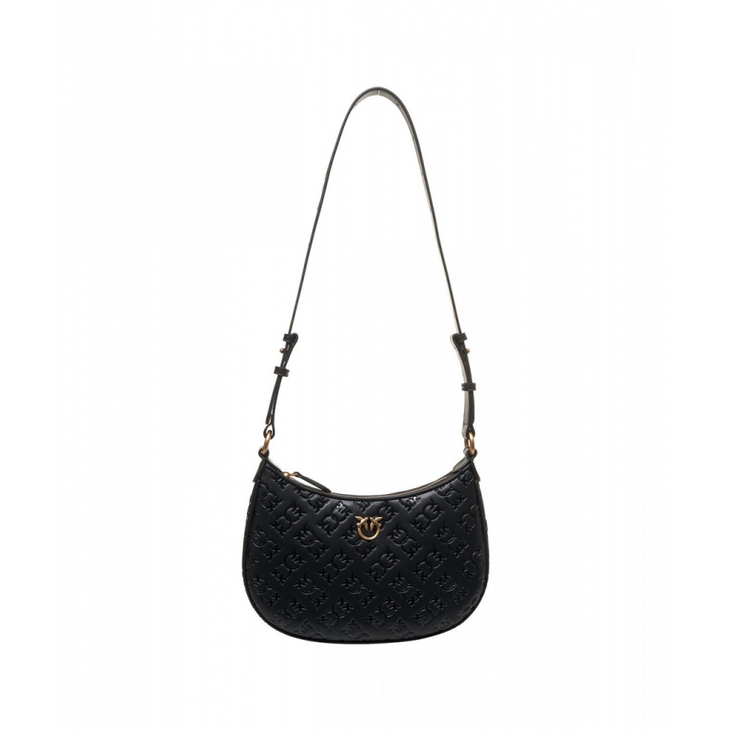 Borsa a spalla con monogramma Mini Half Moon nero