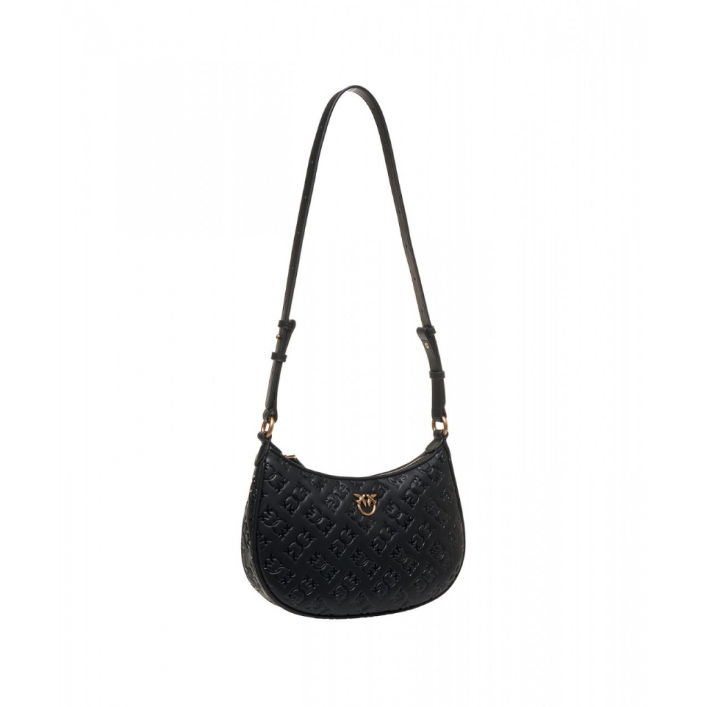 Borsa a spalla con monogramma Mini Half Moon nero