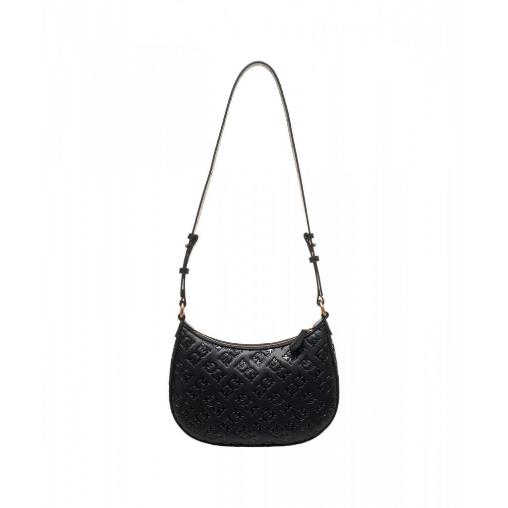 Borsa a spalla con monogramma Mini Half Moon nero