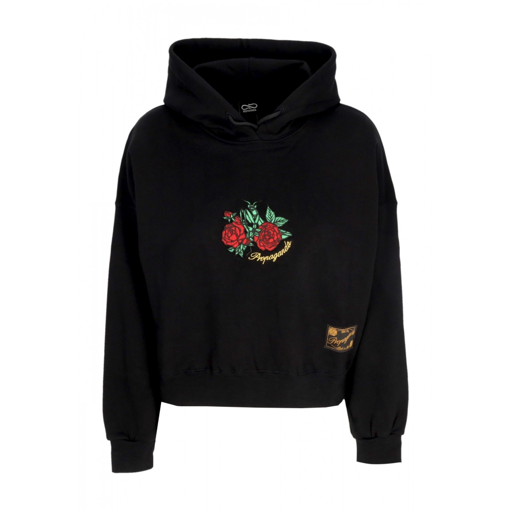 felpa cappuccio corta donna w mantis croptop hoodie BLACK