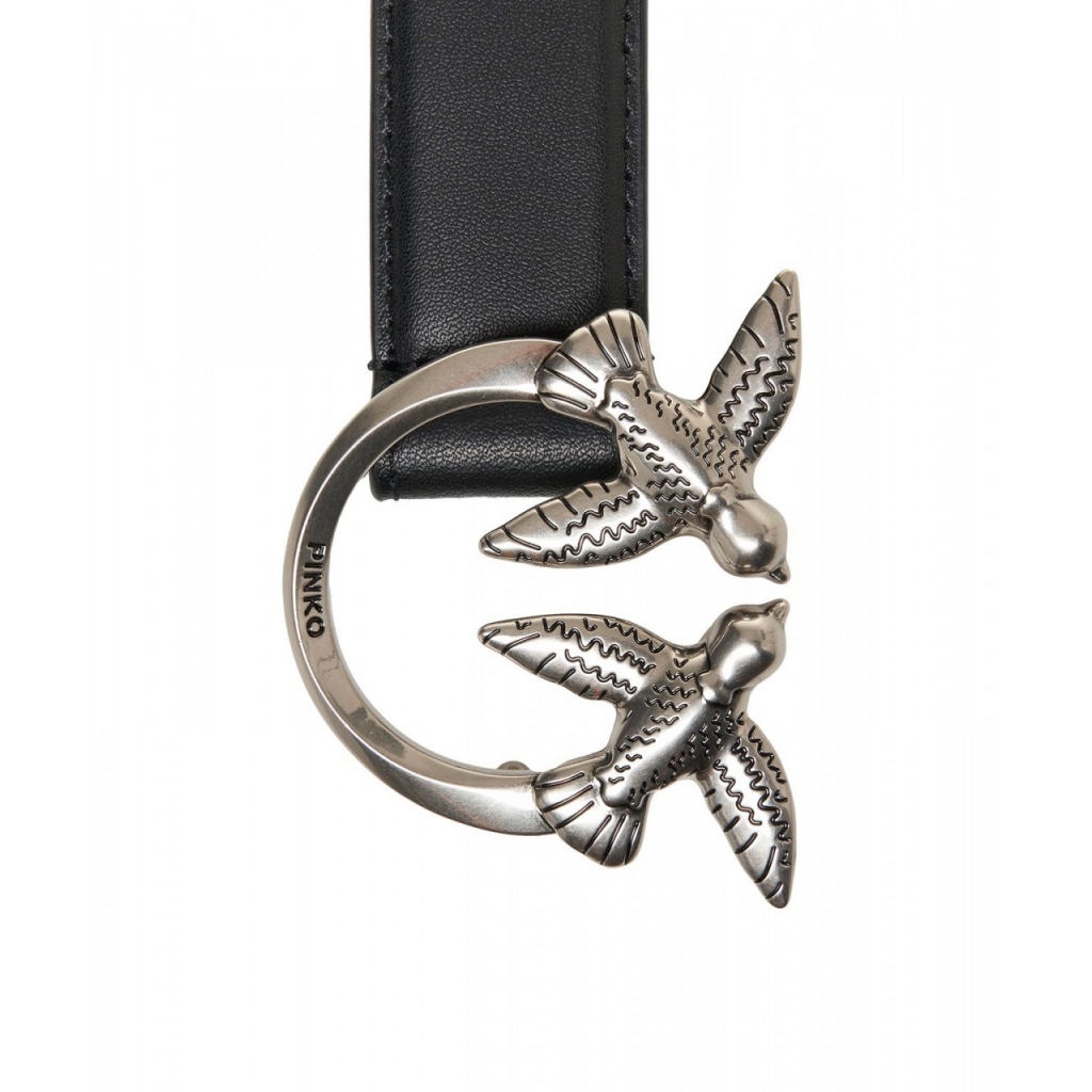 Cintura in pelle Love Birds argento