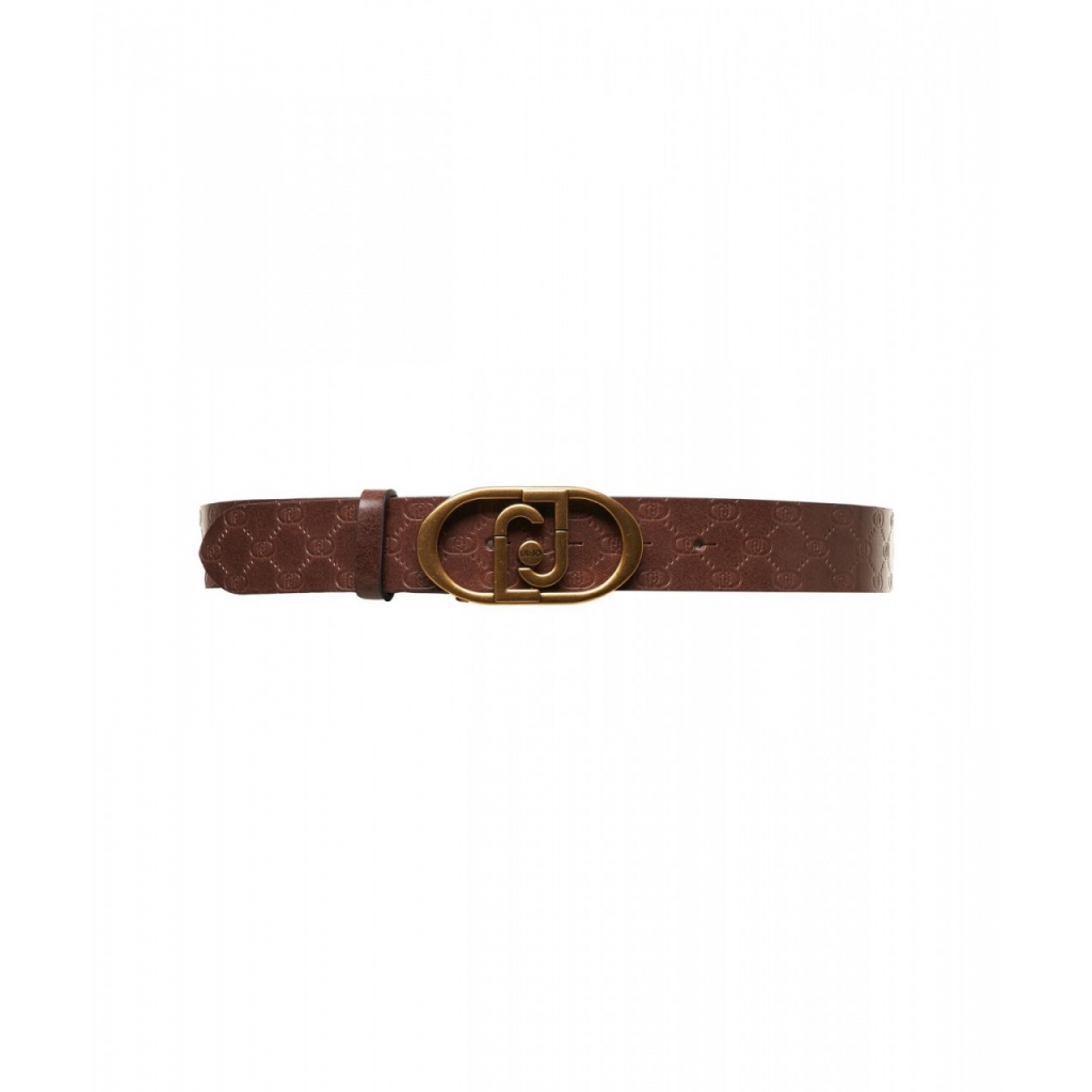 Cintura in pelle con monogramma marrone