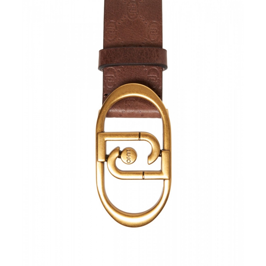 Cintura in pelle con monogramma marrone