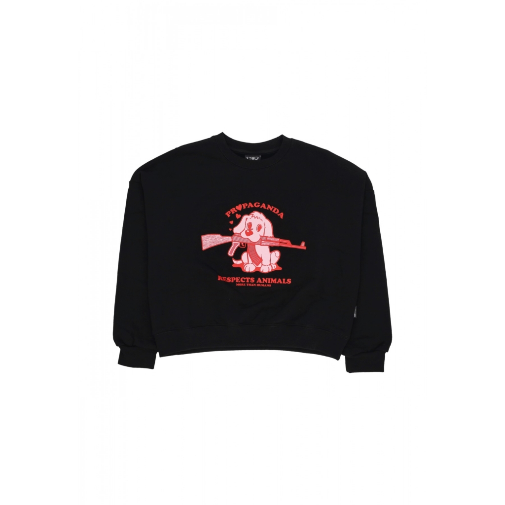 felpa girocollo donna w puppy croptop crewneck BLACK