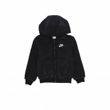 giubbotto pile ragazzo sportswear club fleece full-zip winterized hoodie BLACK/BLACK/WHITE