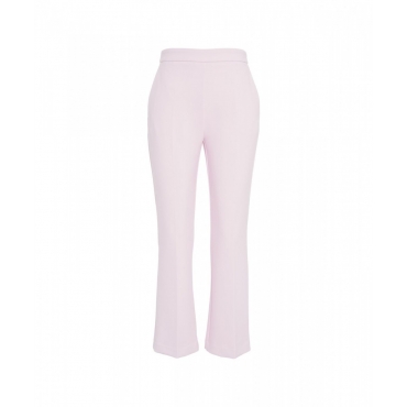 Pantaloni cropped in crpe rosa chiaro