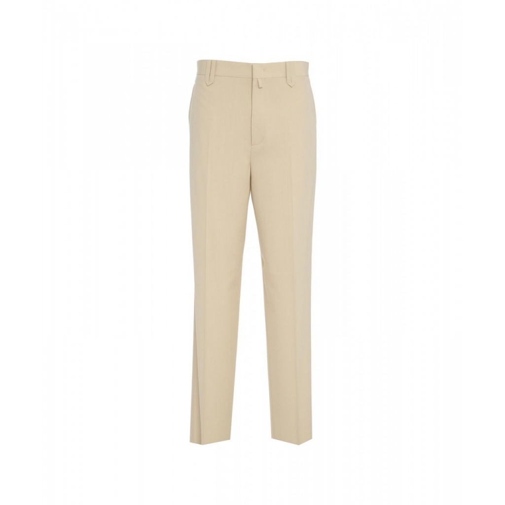 Pantaloni loose fit in misto lana beige