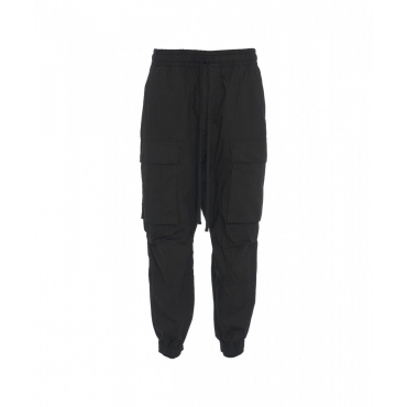 Pantaloni cargo con cavallo basso nero