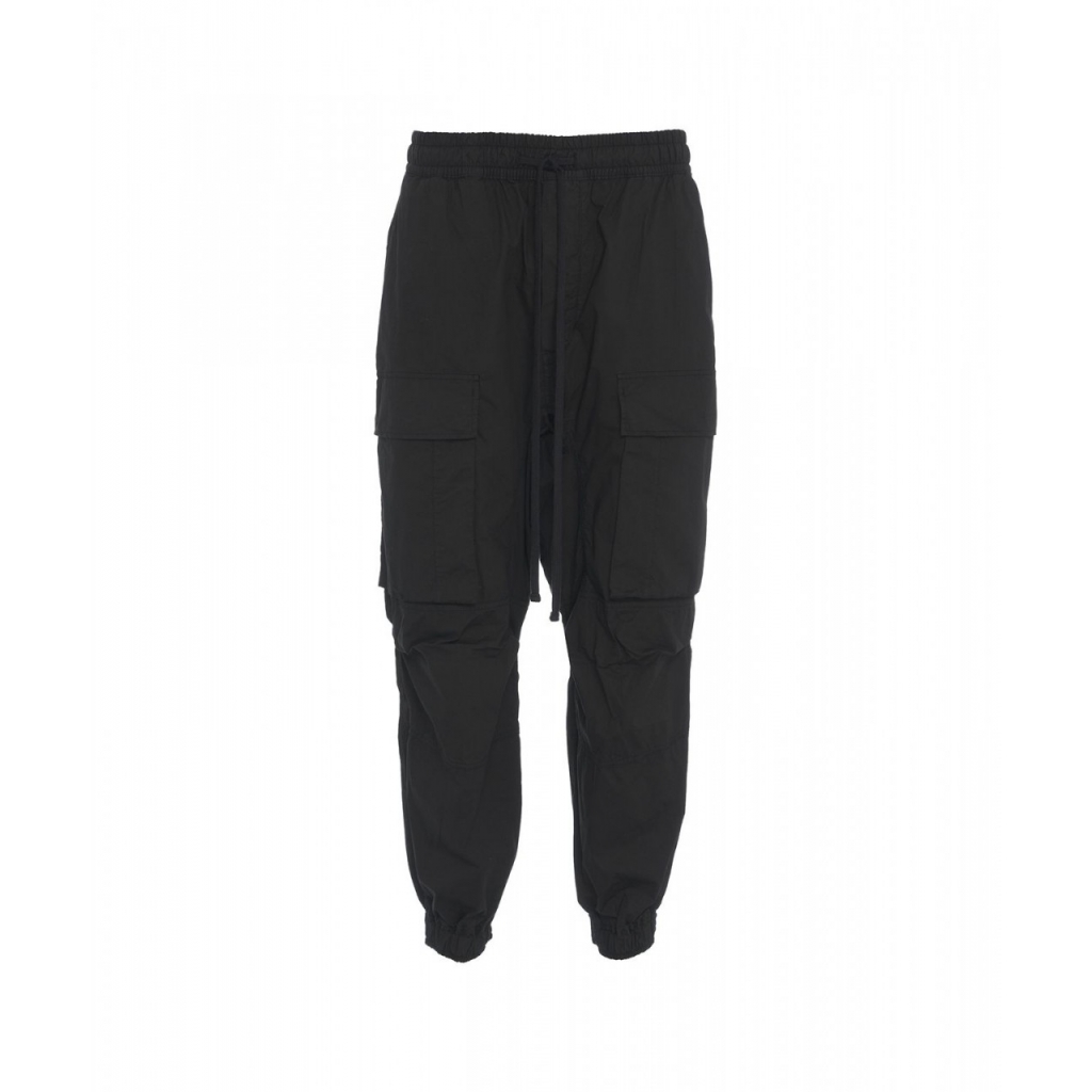 Pantaloni cargo con cavallo basso nero